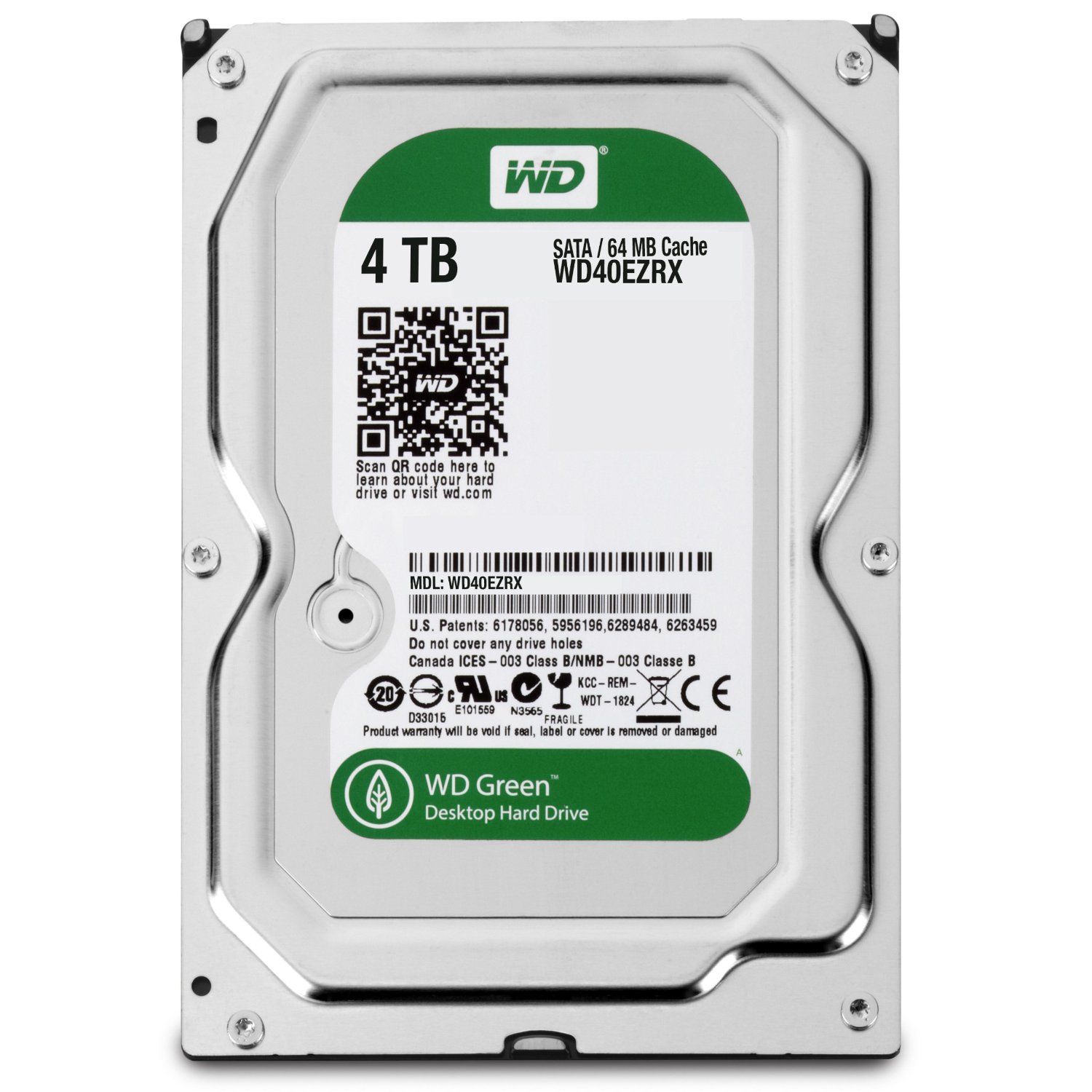 WD Green 4TB Desktop Hard Drive: 3.5-inch, SATA 6 Gb/s, IntelliPower, 64MB Cache (WD40EZRX)