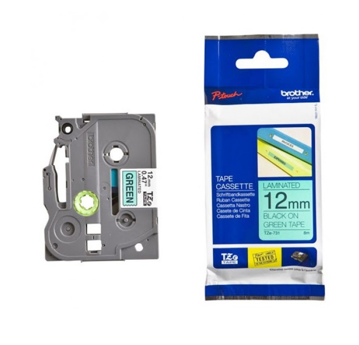 Nhãn Brother TZE-FX731, Black on Green, 12mm