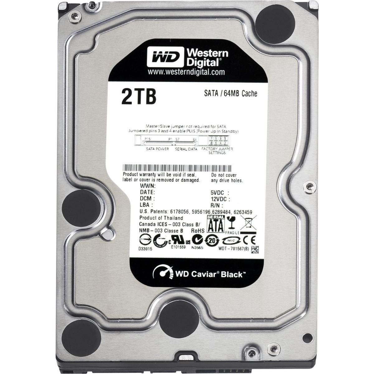 WD Caviar Black 2 TB SATA III 7200 RPM 64 MB Cache Bulk/OEM Internal Desktop Hard Drive (WD2002FAEX)