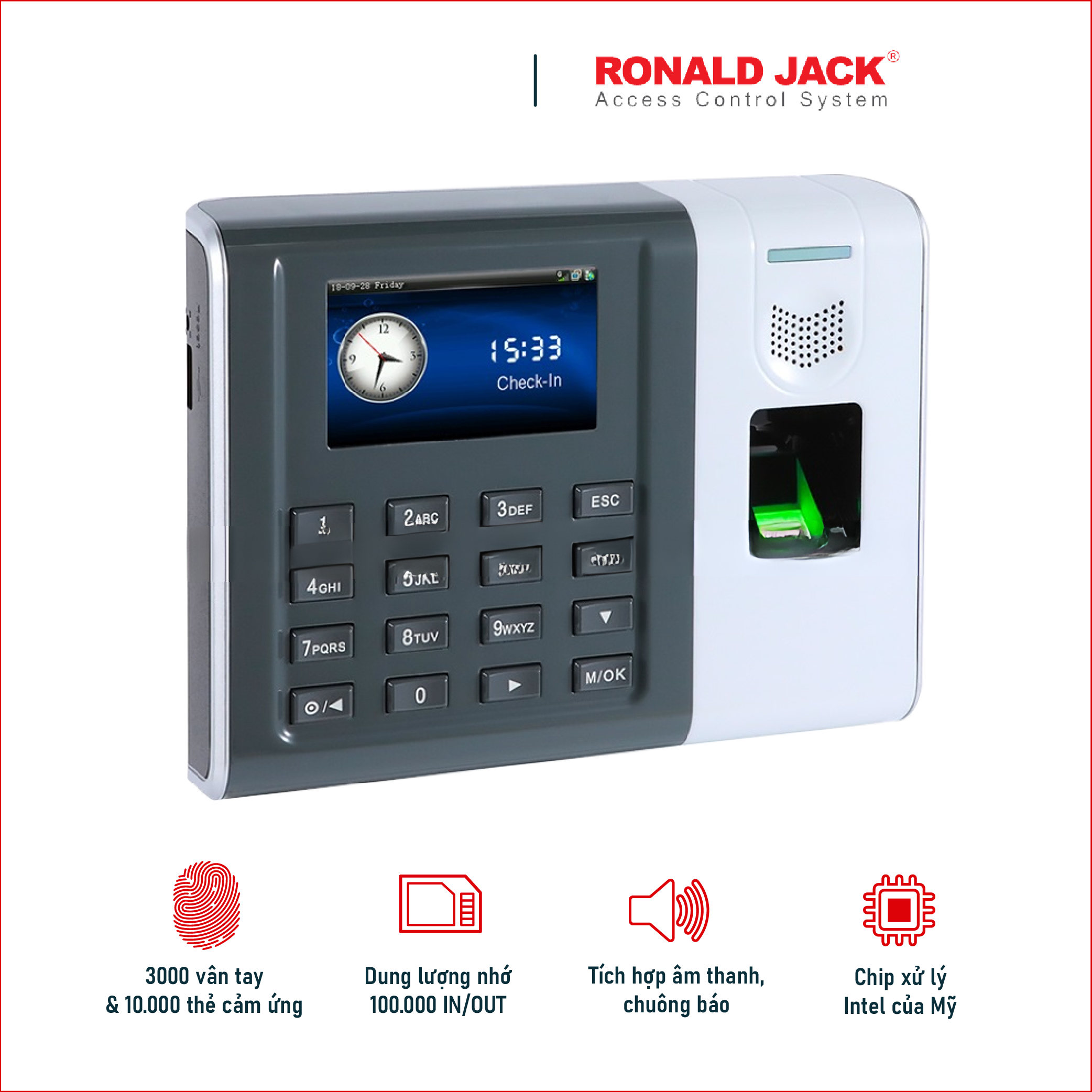 MÁY CHẤM CÔNG VÂN TAY RONALD JACK GT-100