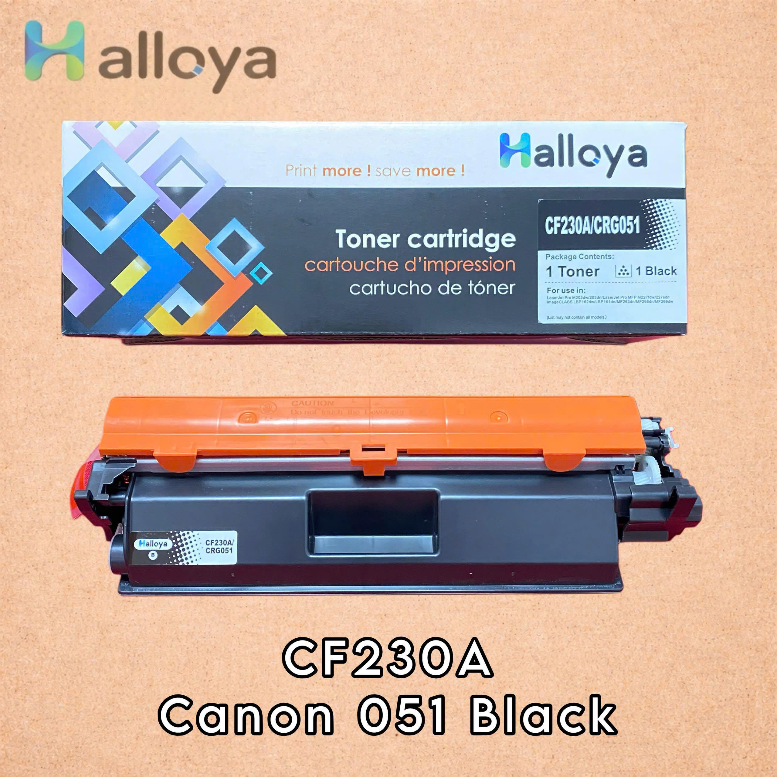 Mực thương hiệu Halloya HP CF230A, Canon 051 Black (Có chíp)