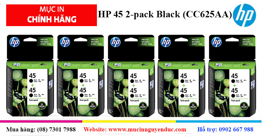 Mực in HP 45 2-pack Black chính hãng (CC625AA)