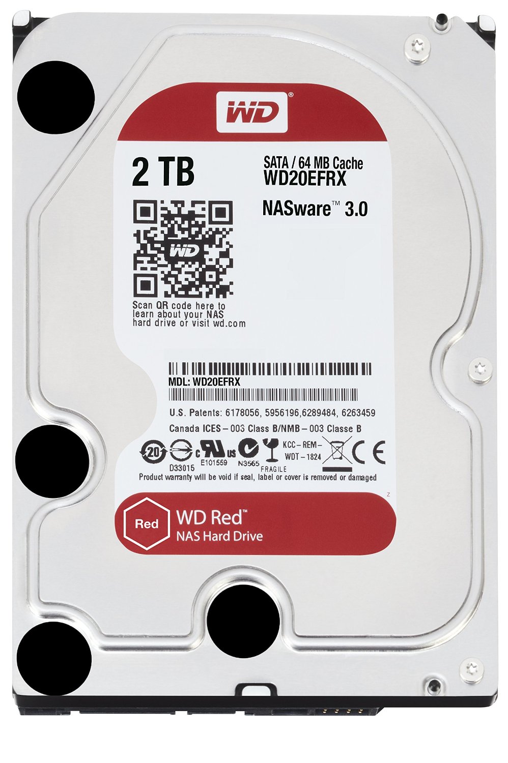 WD Red 2TB NAS Hard Drive: 1 to 8-bay RAID Hard Drive: 3.5-inch SATA 6 Gb/s, IntelliPower, 64MB Cache (WD20EFRX)